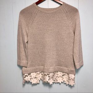 🌴2/$25 J.Crew Grey Sweater Floral Embellishments